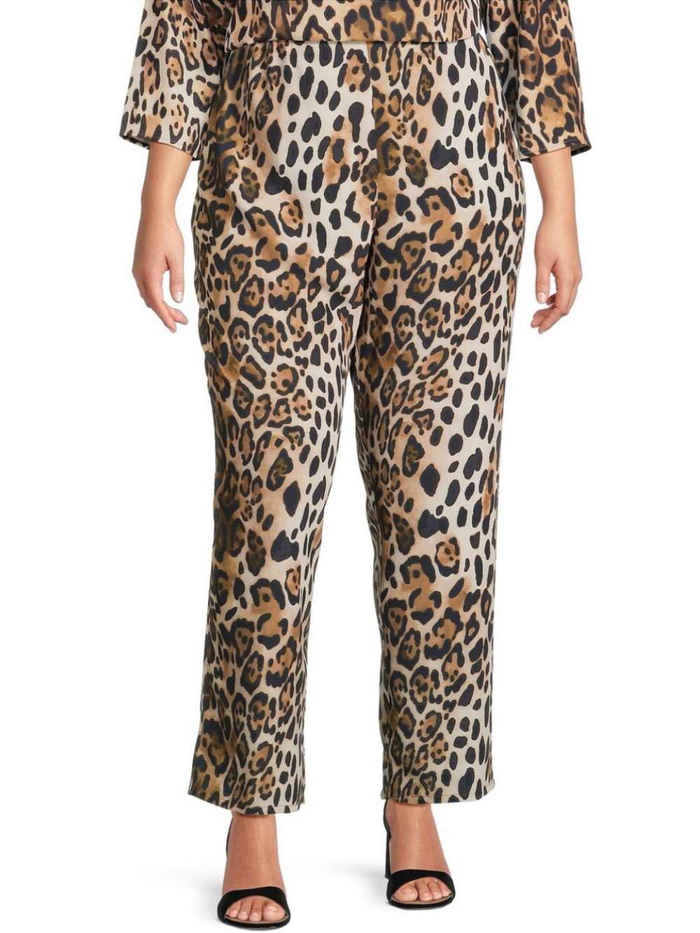 NWT Caroline Rose Leopard Print Pull-On Straight Leg Pants Sz XL -